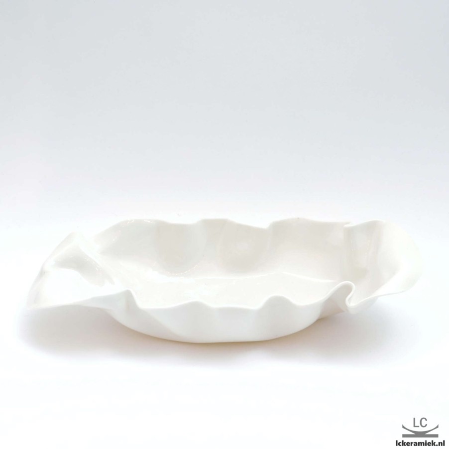 Servies Lc Keramiek | Ovale Porseleinen Schaal Wit 24Cm