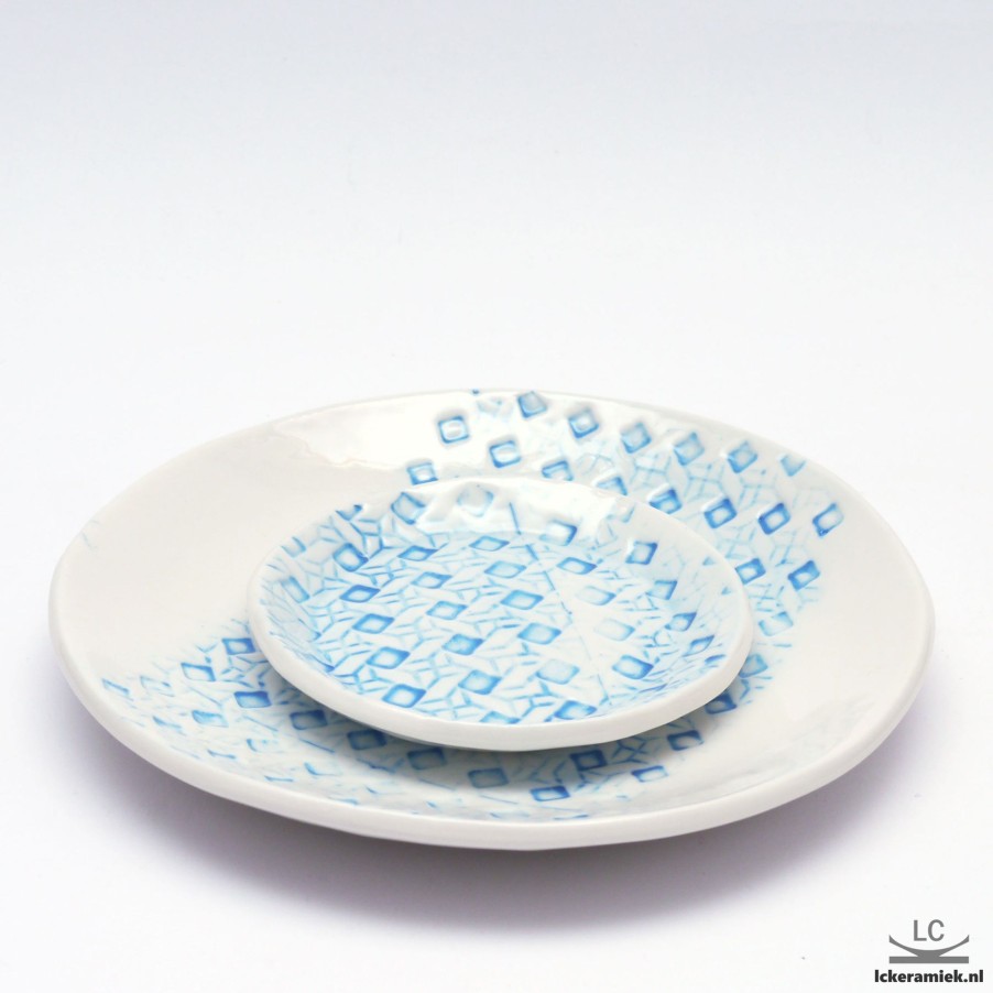 Servies Lc Keramiek | Bordenset Blauw Weefsel