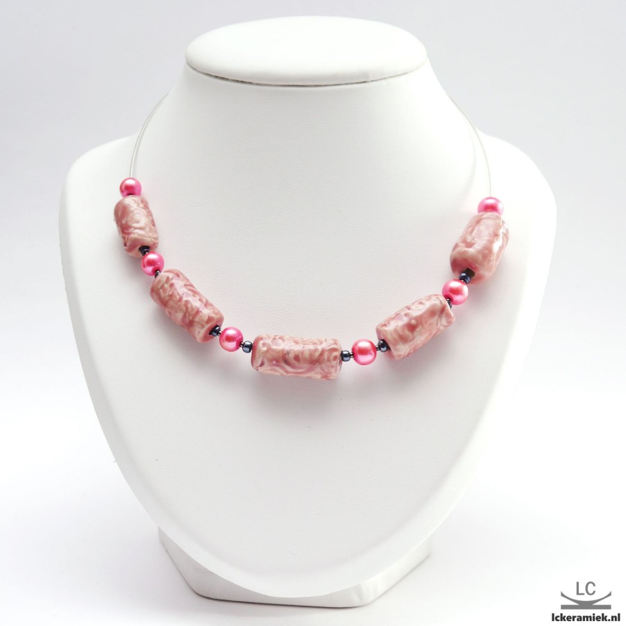 Sieraden Lc Keramiek | Kralenketting Aan Spang Roze