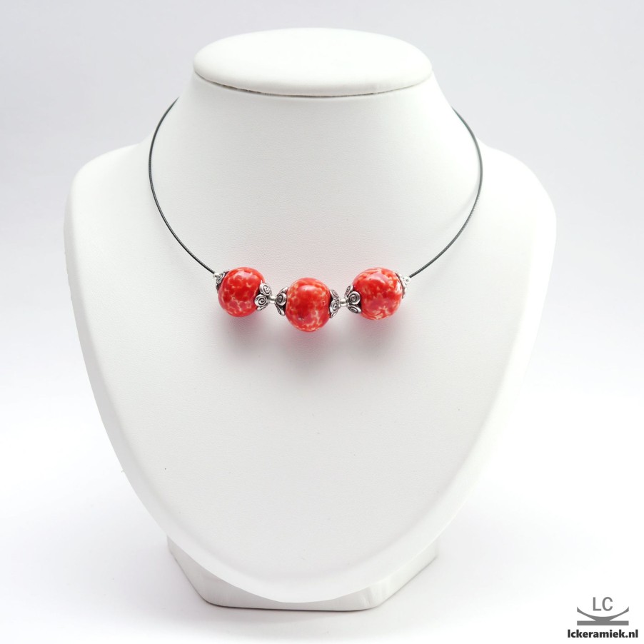 Sieraden Lc Keramiek | Kralenketting Aan Spang Rood