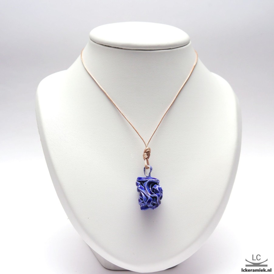 Sieraden Lc Keramiek | Ketting Porseleinen Knoop Blauw