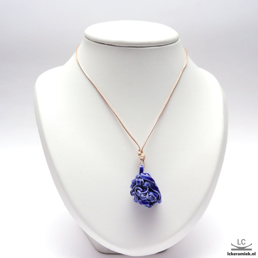 Sieraden Lc Keramiek | Ketting Porseleinen Knoop Blauw