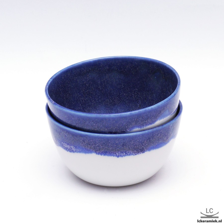 Servies Lc Keramiek | Set Van 2 Porseleinen Kommen, Blauw Wit 89,5Cm