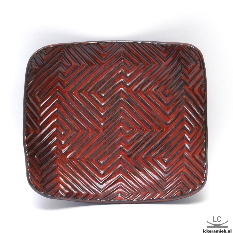 Servies Lc Keramiek | Bord Zigzag Roestrood