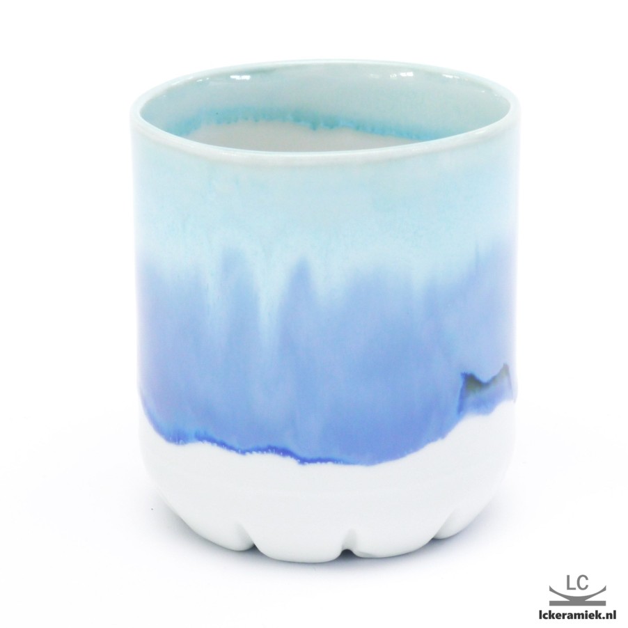 Servies Lc Keramiek | Porseleinen Petfles Potje Golfo Blauw