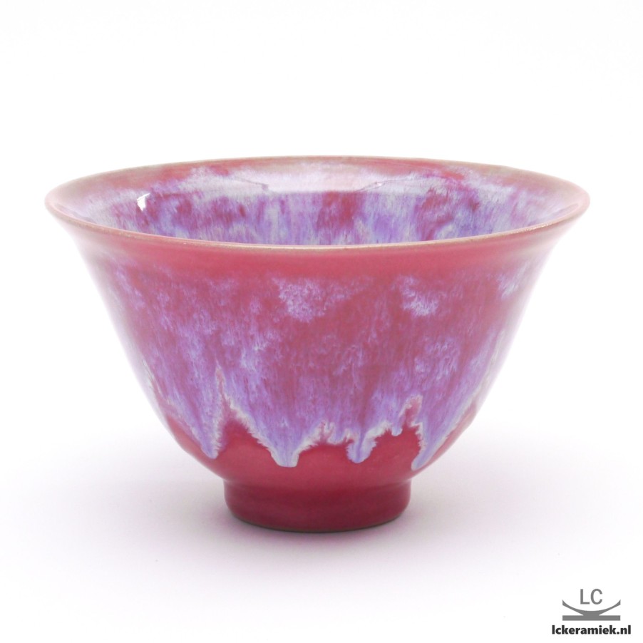 Servies Lc Keramiek | Klassieke Handgedraaide Kom Met Roze Wolk Glazuur 817Cm